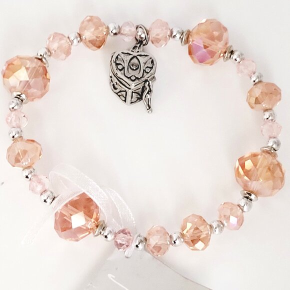 Valerie Parr Hill Prayer Bracelet Heart locket Alexa's Angels Crystal Beads - Picture 1 of 13